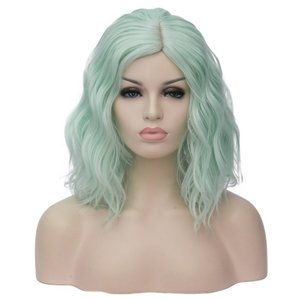 Beron 14" Women Halloween Fluorescent Green Short Curly Bob Wavy Daily Party Wig